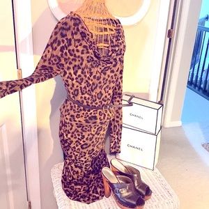 Michael Kors Ruched leopard dress